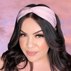 Pink twist silky faux head wrap headband